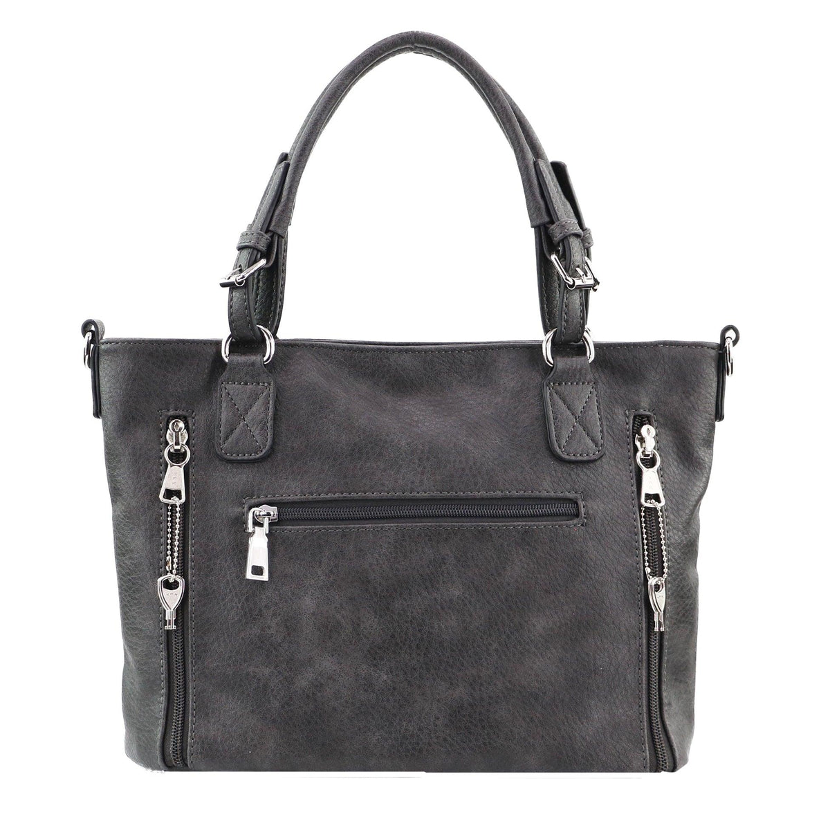 Ella Concealed Carry Satchel in Gray – back view
