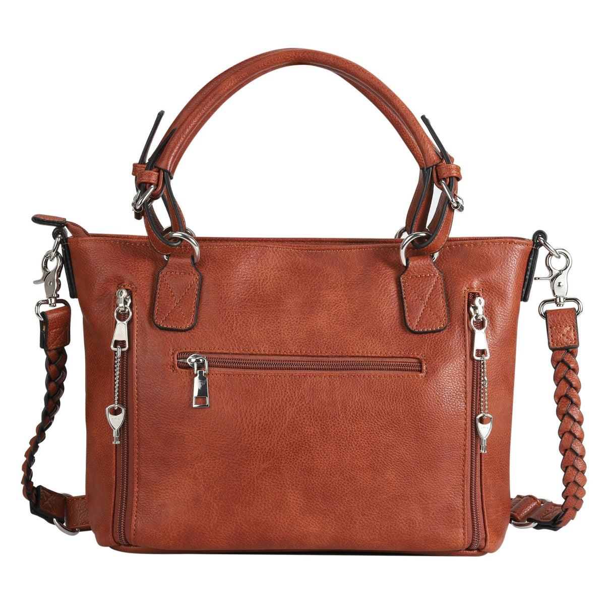 Ella Concealed Carry Satchel in Mahogany – back view