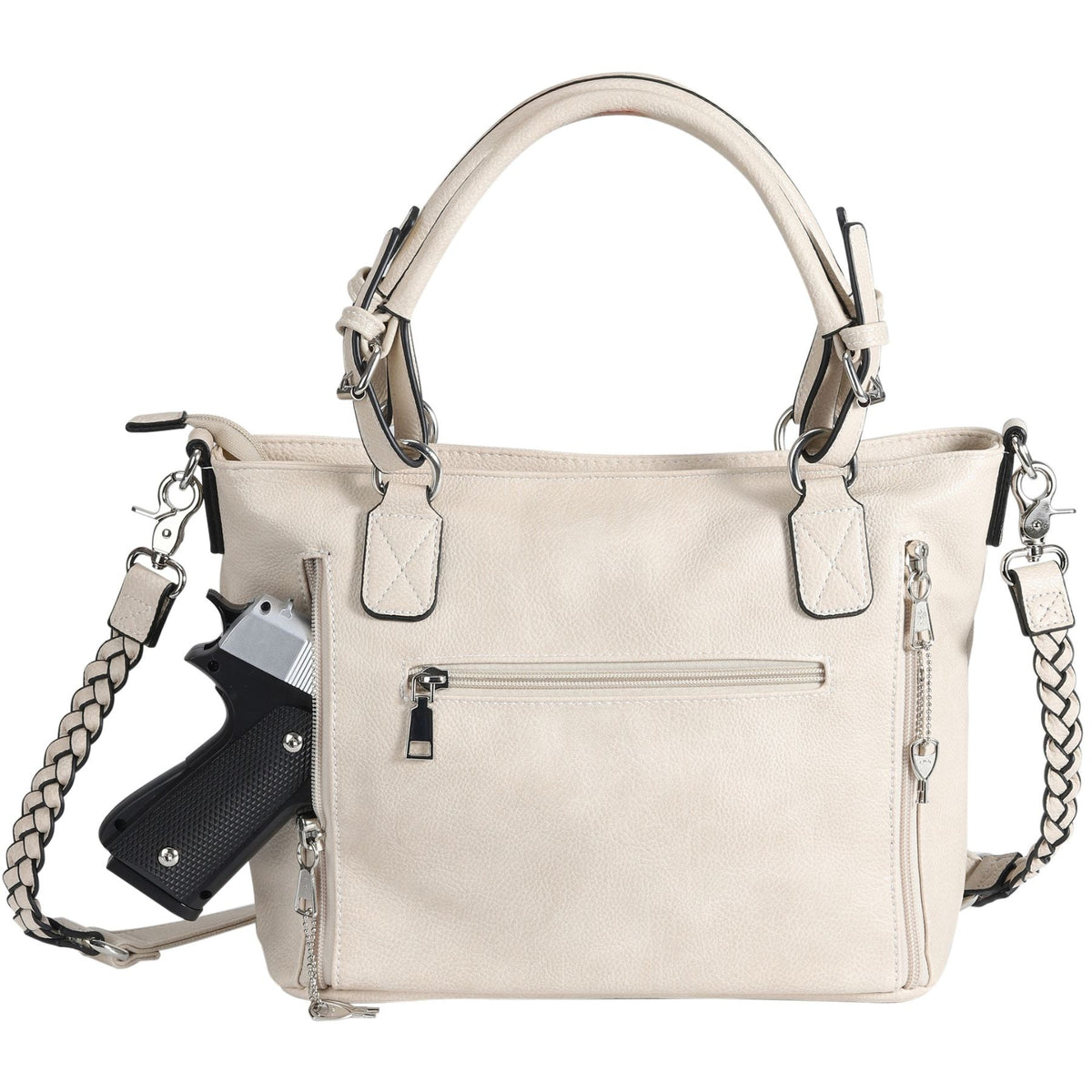 Ella Concealed Carry Satchel in Bone – concealment pocket