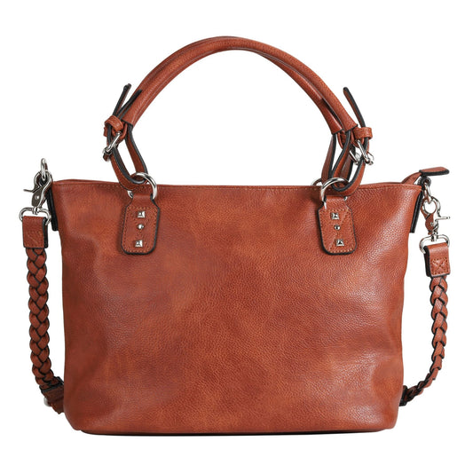 Ella Concealed Carry Satchel in Mahogany – front view