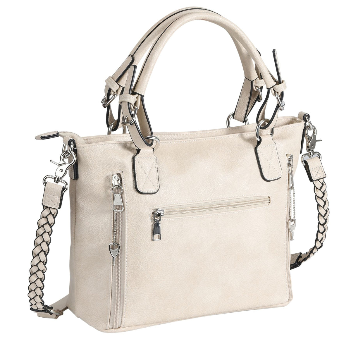 Ella Concealed Carry Satchel in Bone – side view