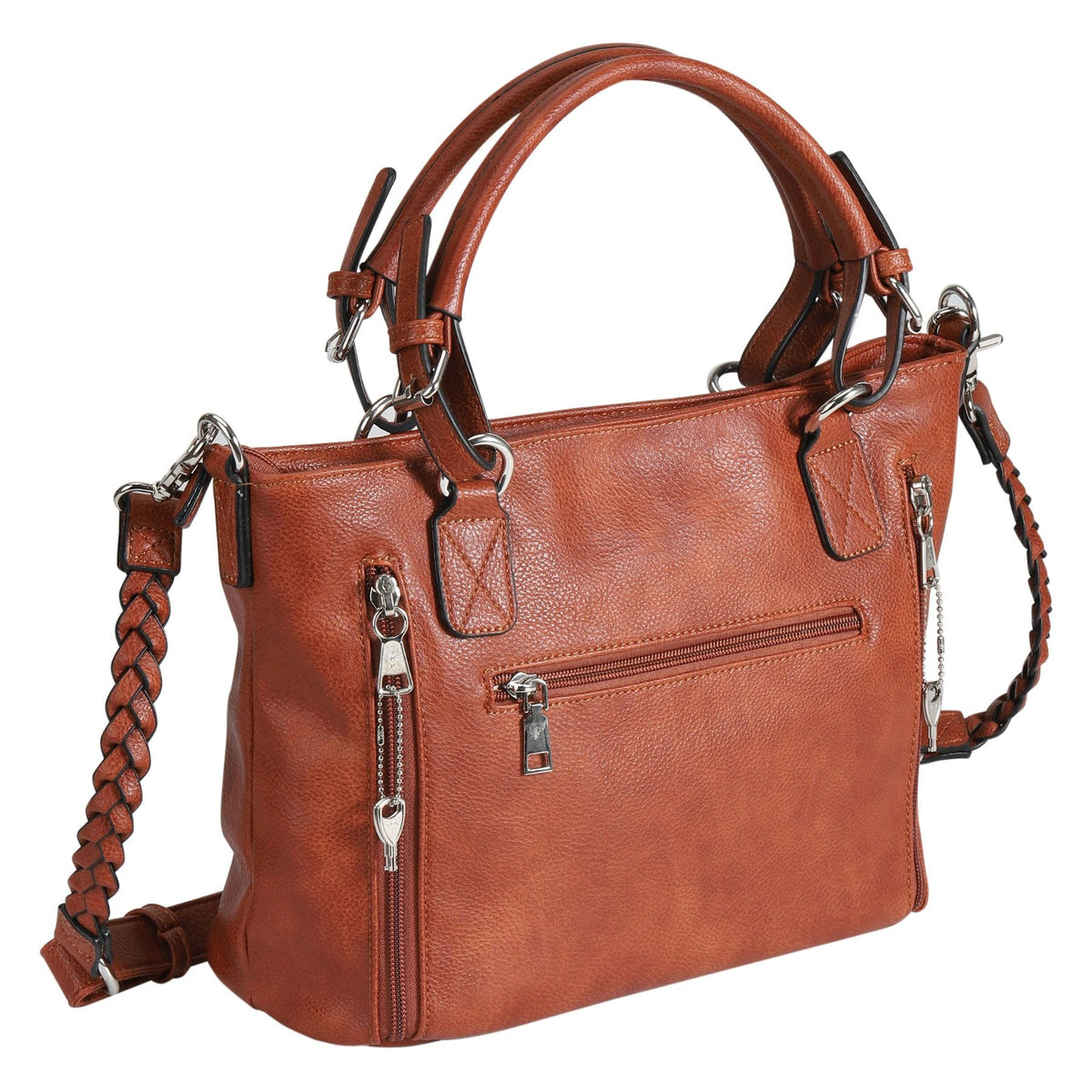Ella Concealed Carry Satchel in Mahogany – side view