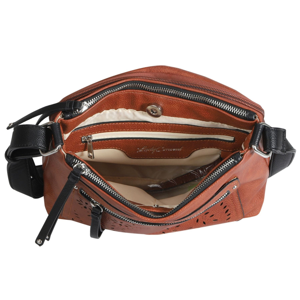 Hailey Concealed Carry Crossbody in Mahogany – interior view