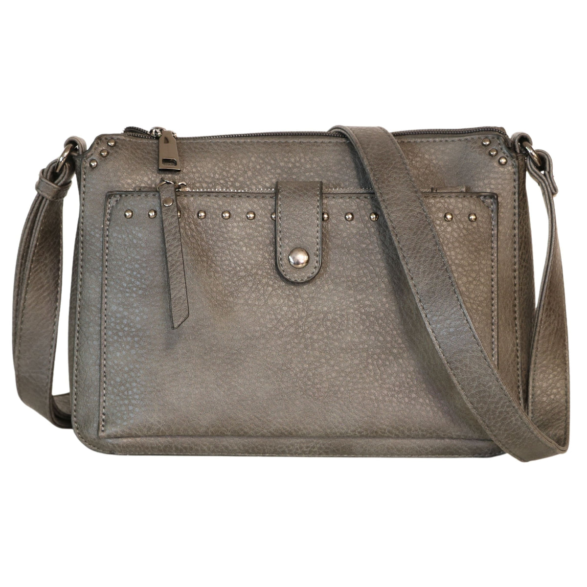 Concealed Carry Kinsley Crossbody with RFID Slim Wallet in Gray – front view