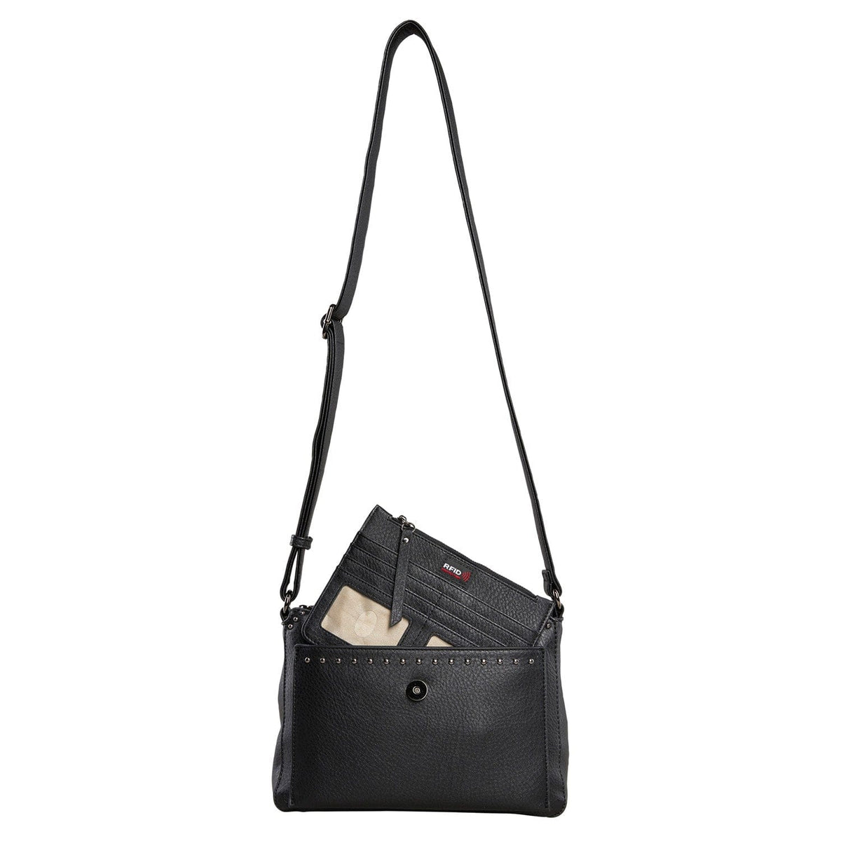 Concealed Carry Kinsley Crossbody with RFID Slim Wallet in Cinnamon – wallet detail 3