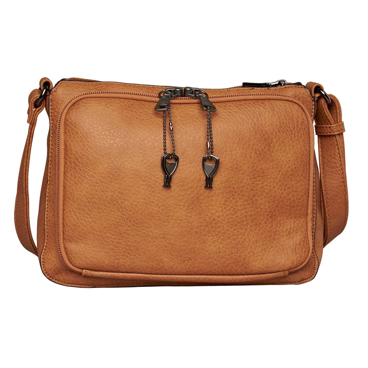 Concealed Carry Kinsley Crossbody with RFID Slim Wallet in Cinnamon – back view