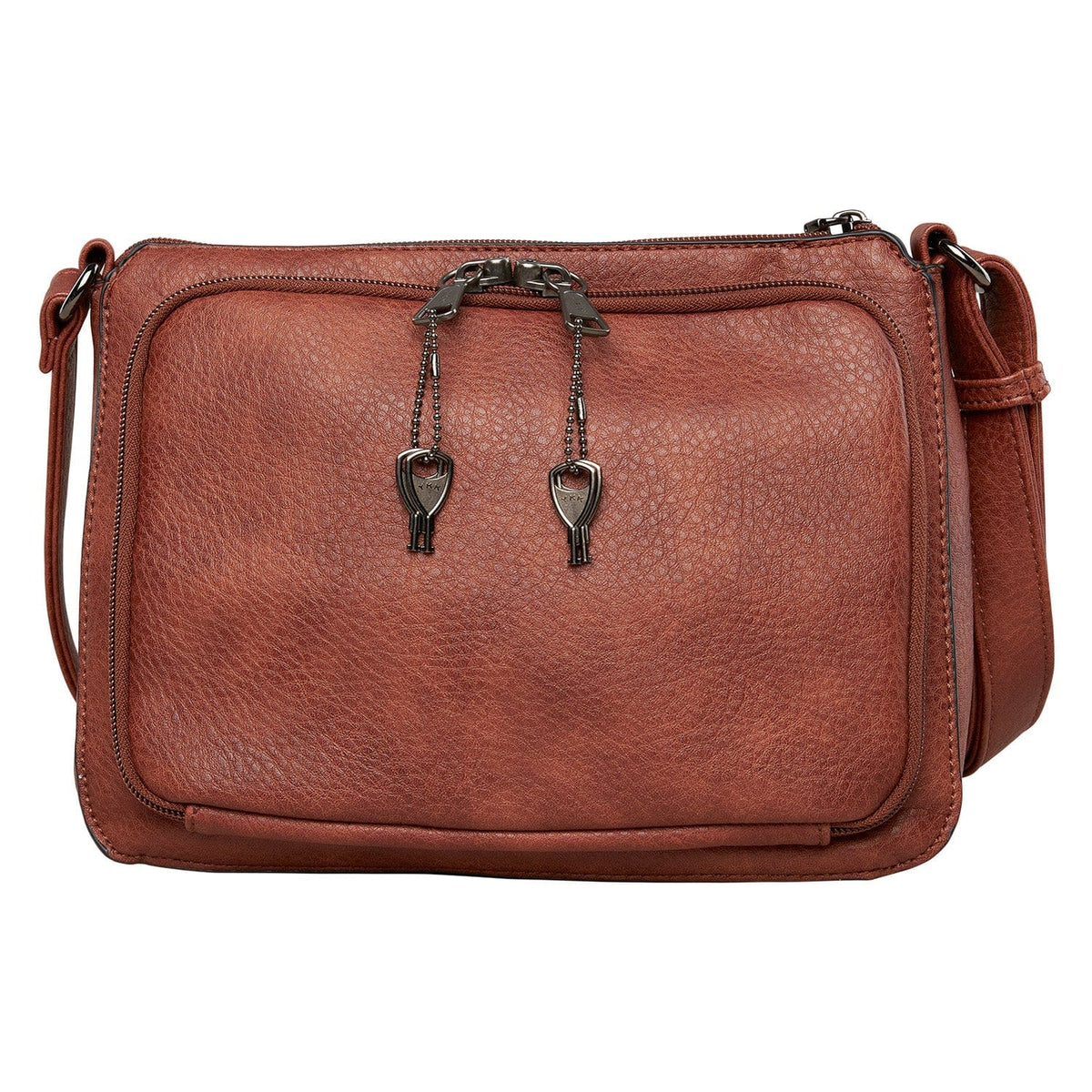 Concealed Carry Kinsley Crossbody with RFID Slim Wallet in Cinnamon – back view 5