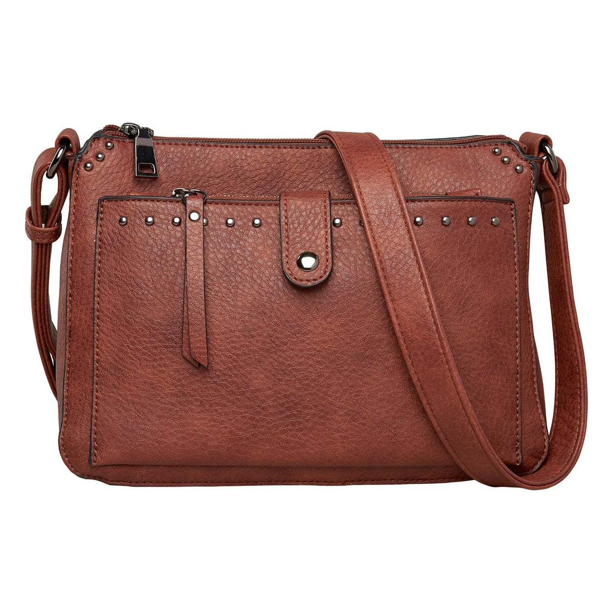 Concealed Carry Kinsley Crossbody with RFID Slim Wallet in Cinnamon – front view 3