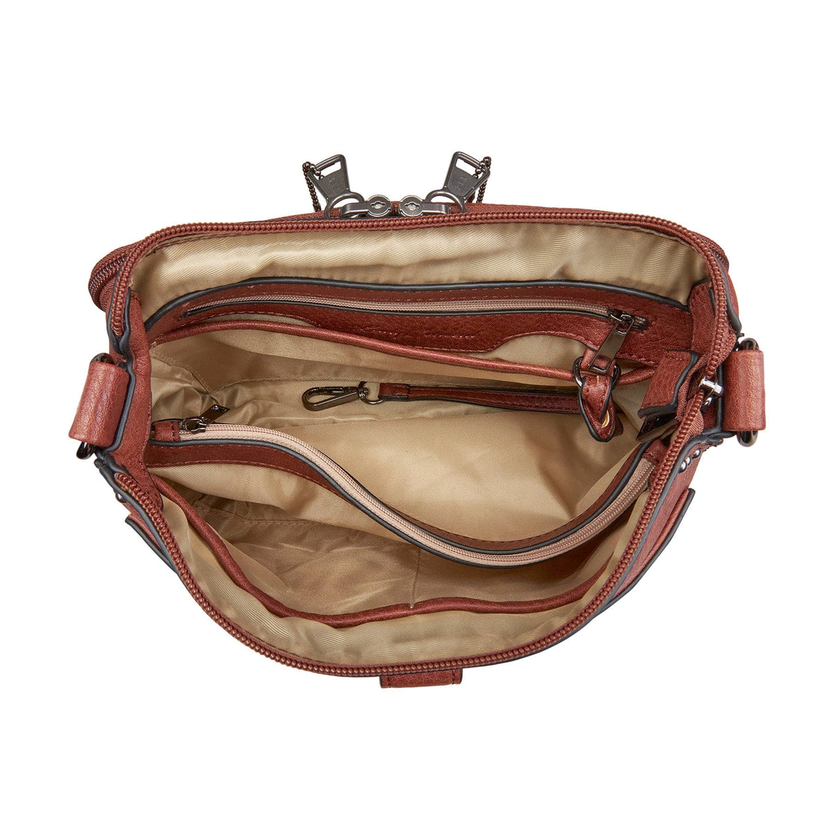 Concealed Carry Kinsley Crossbody with RFID Slim Wallet in Cinnamon – interior view 2