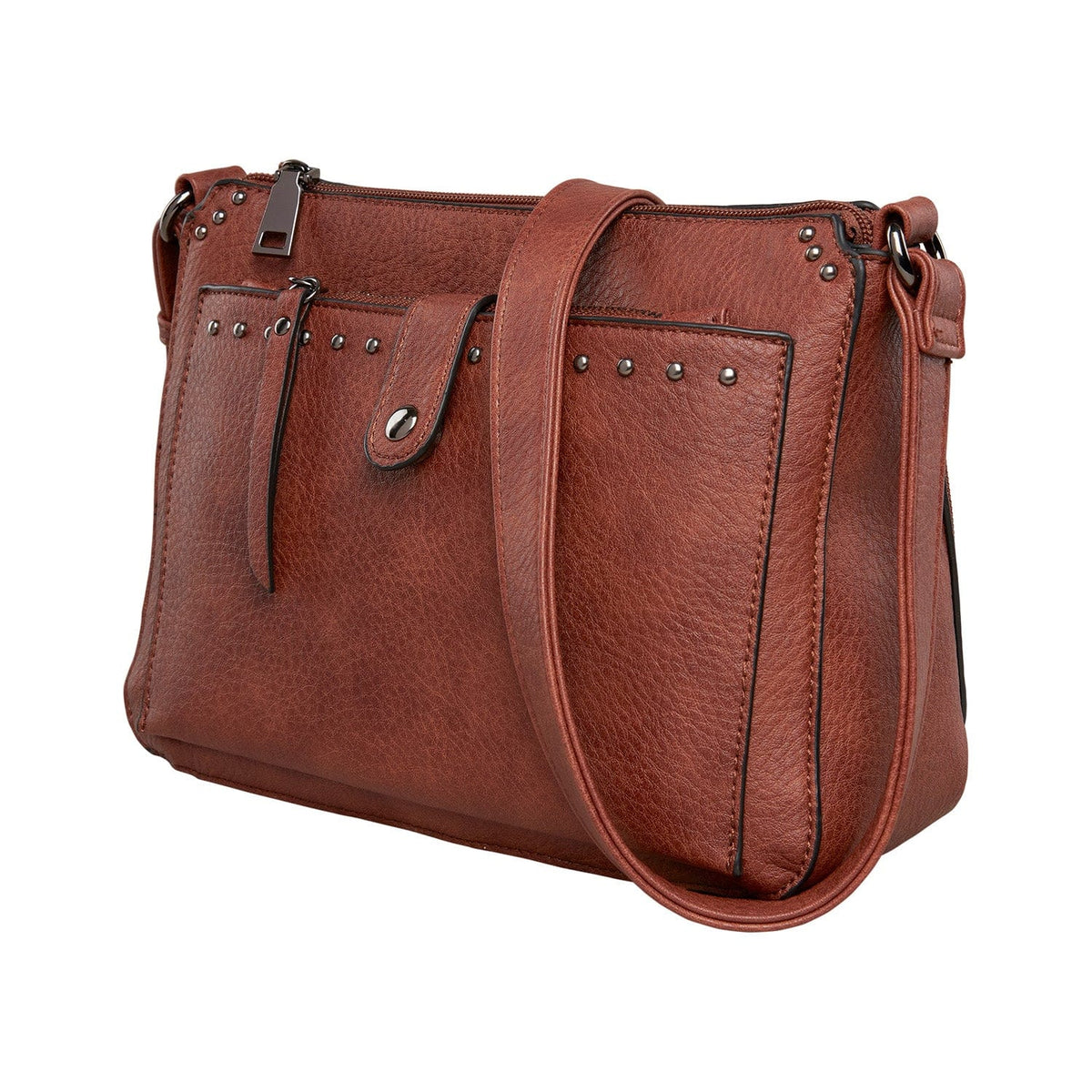 Concealed Carry Kinsley Crossbody with RFID Slim Wallet in Cinnamon – side view 2