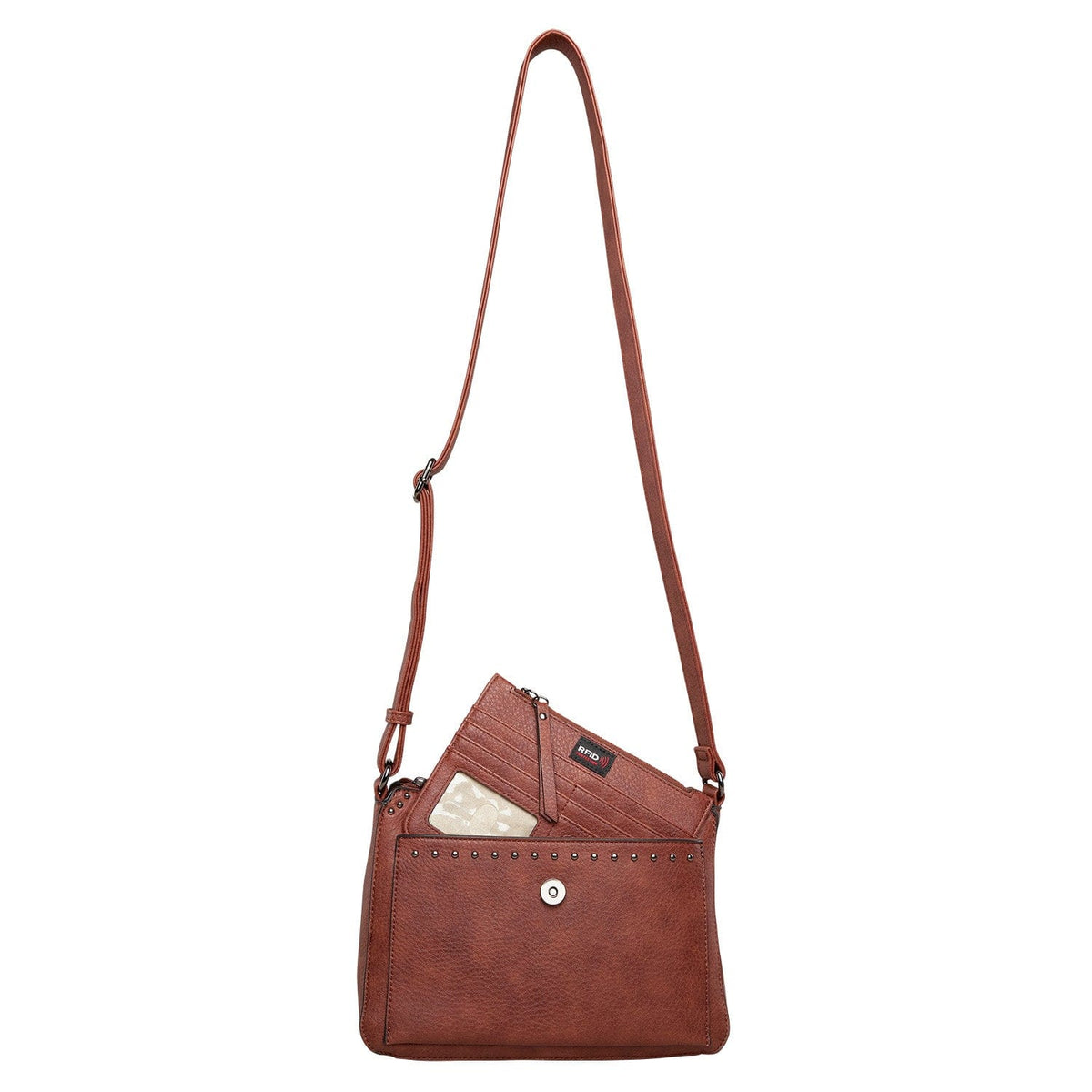 Concealed Carry Kinsley Crossbody with RFID Slim Wallet in Cinnamon – wallet detail 5