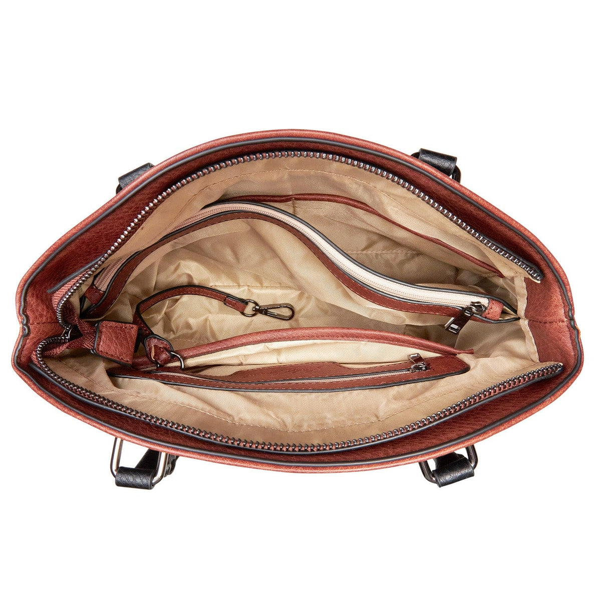 Concealed Carry Carly Satchel in Gray – interior view