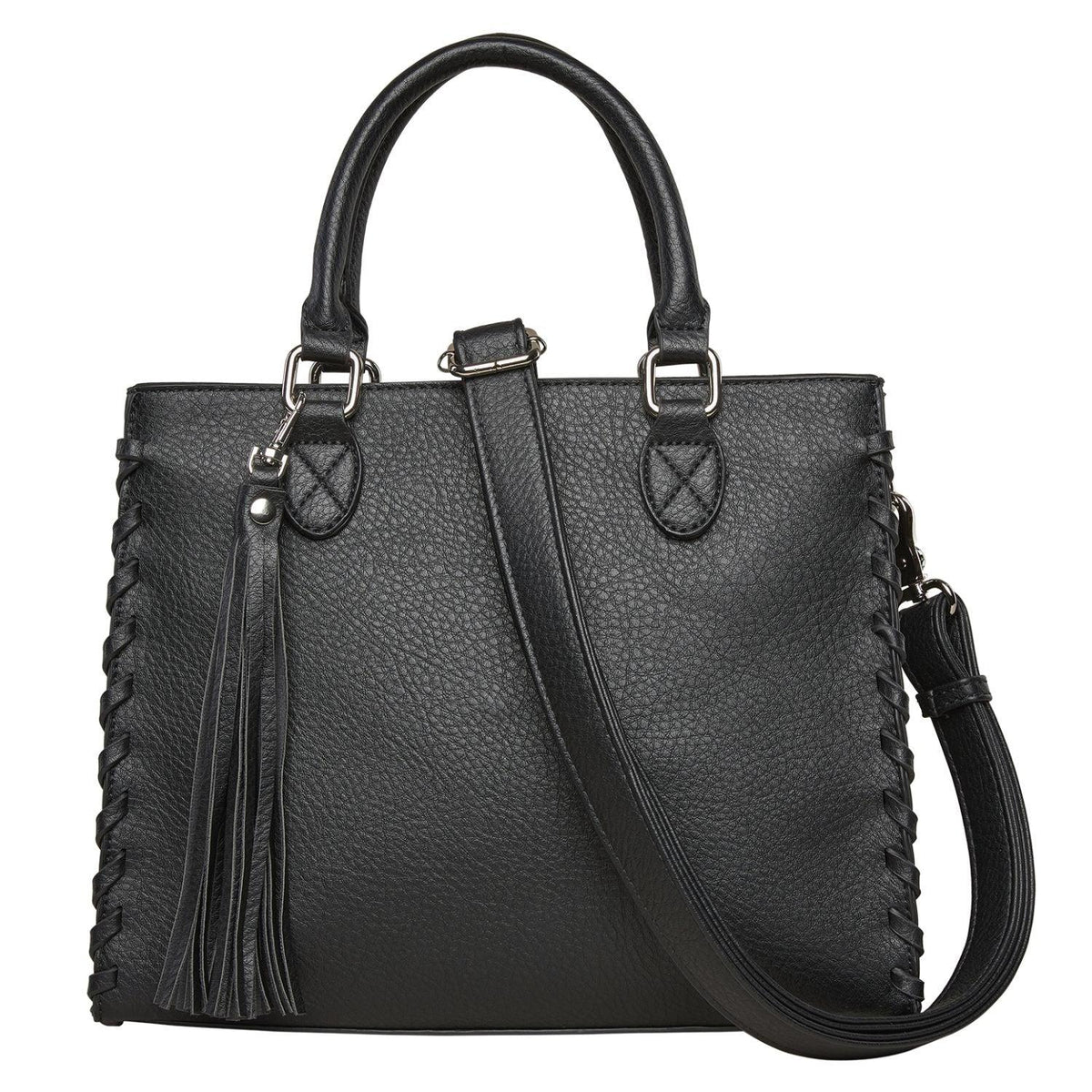 Concealed Carry Crossbody Ann Satchel in Black – front view