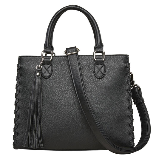 Concealed Carry Crossbody Ann Satchel in Black – front view