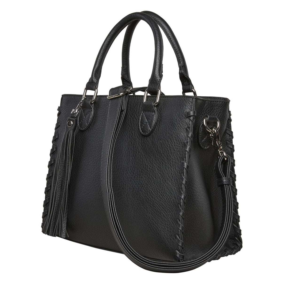 Concealed Carry Crossbody Ann Satchel in Gray – side view