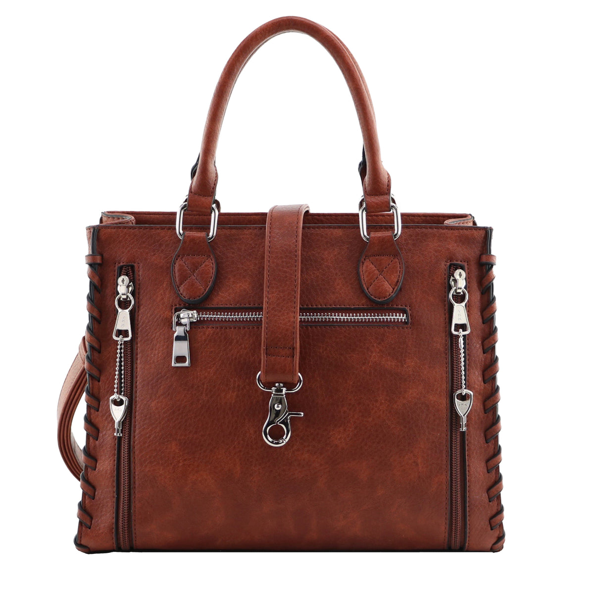 Concealed Carry Crossbody Ann Satchel in Mahogany – back view