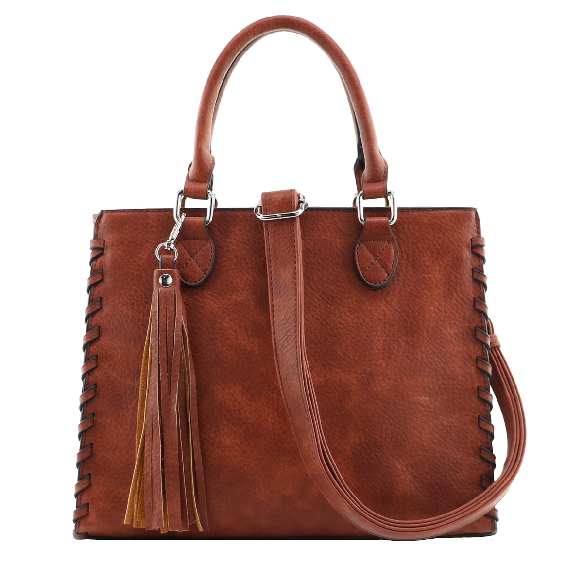 Concealed Carry Crossbody Ann Satchel in Mahogany – front view