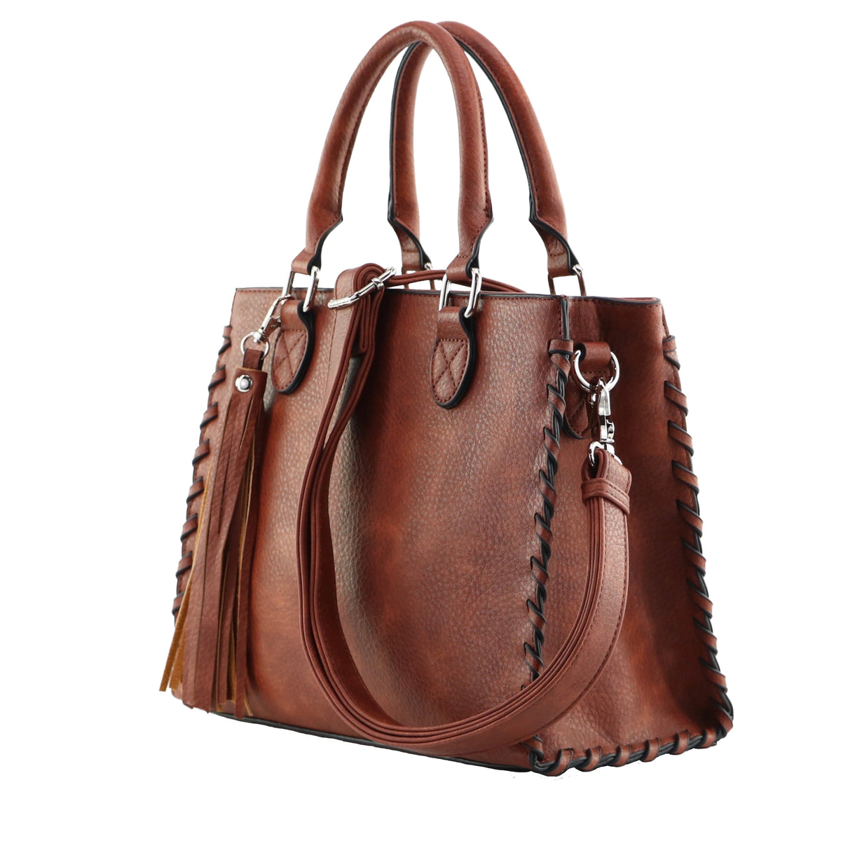 Concealed Carry Crossbody Ann Satchel in Mahogany – side view