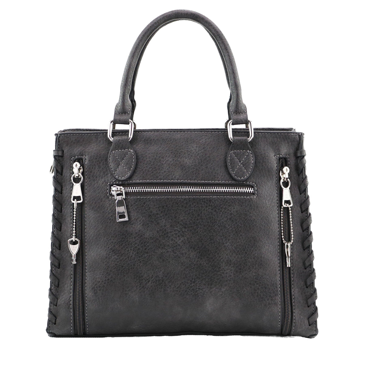 Concealed Carry Crossbody Ann Satchel in Gray – back view