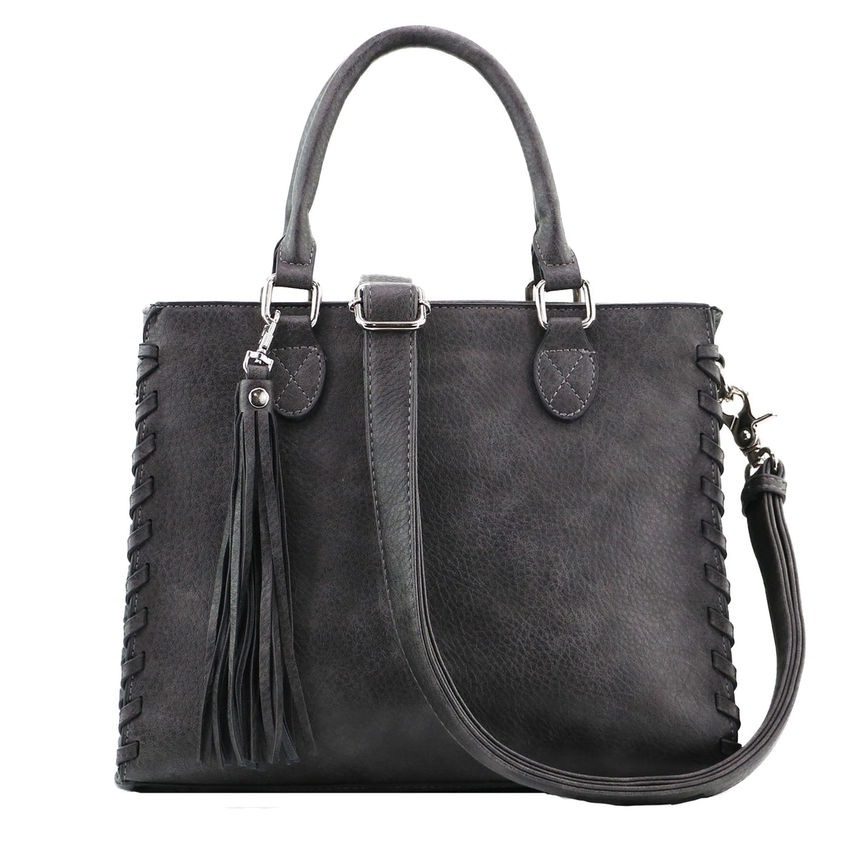 Concealed Carry Crossbody Ann Satchel in Gray – front view