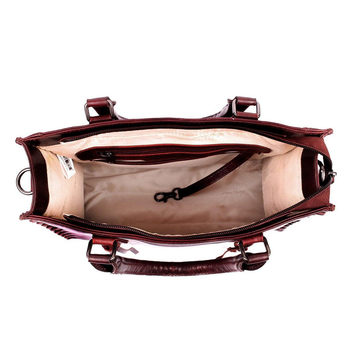 Concealed Carry Emma Leather Satchel in Bordo – concealment pocket