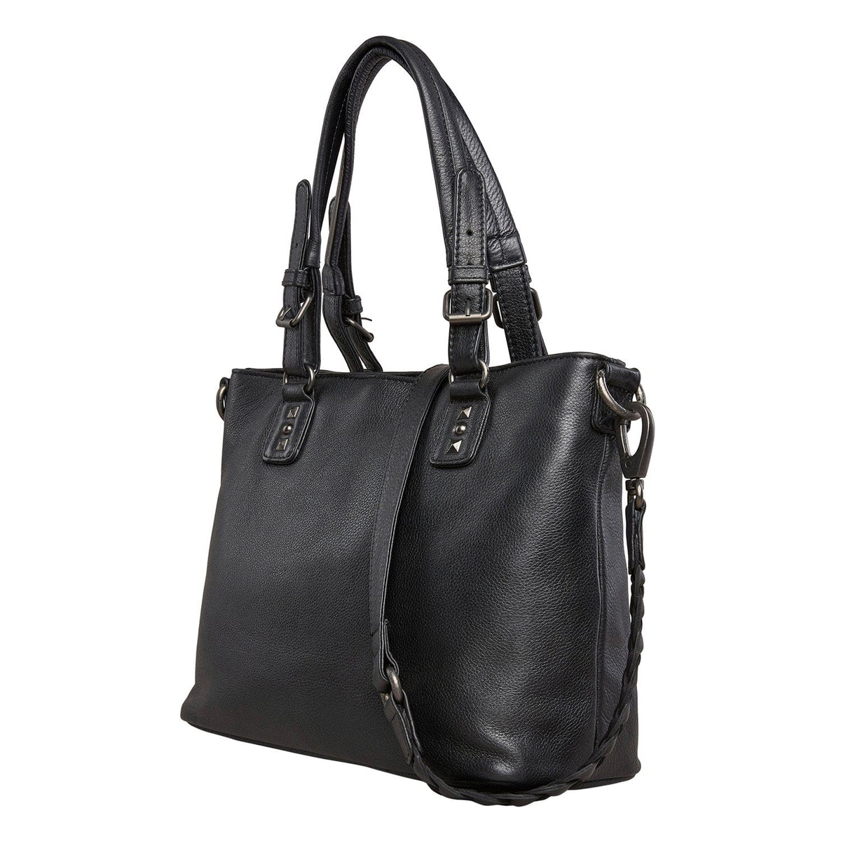 Concealed Carry Bailey Leather Satchel in Cognac – side view 3