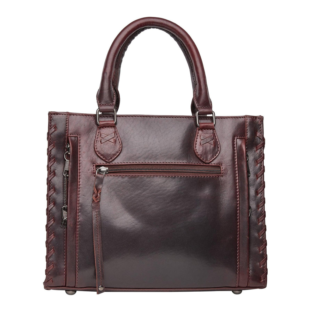 Concealed Carry Emma Leather Satchel in Bordo – back view