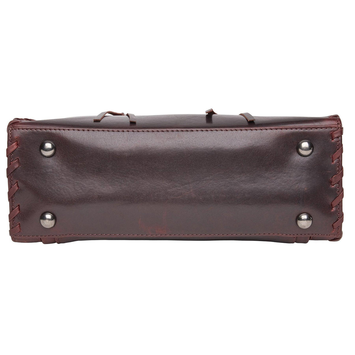 Concealed Carry Emma Leather Satchel in Bordo – bottom view