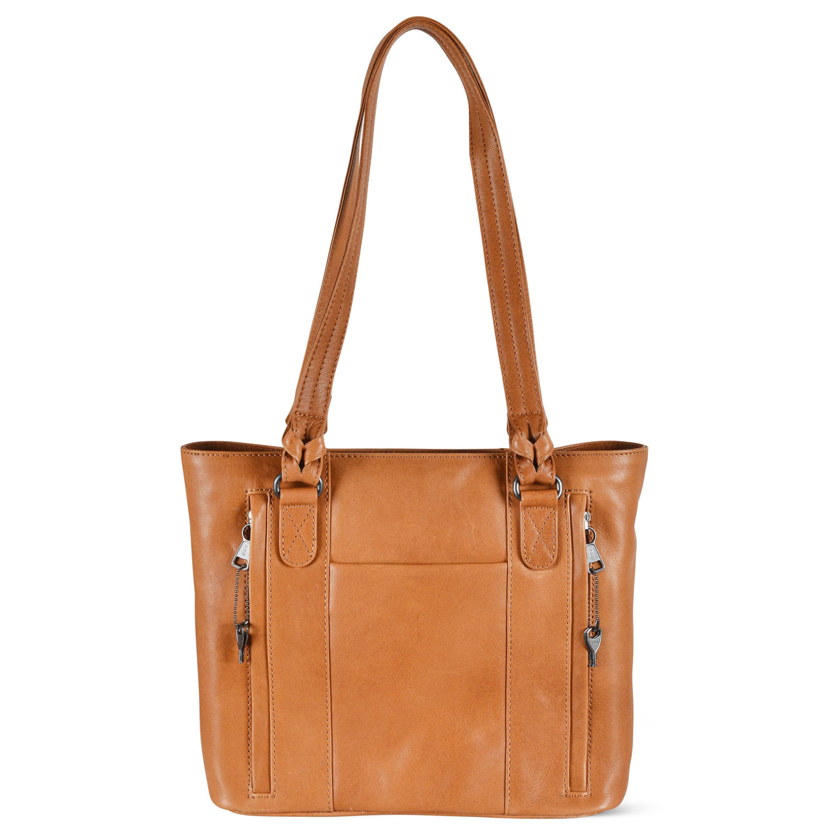 Peyton Leather Concealed Carry Tote in Caramel – back view