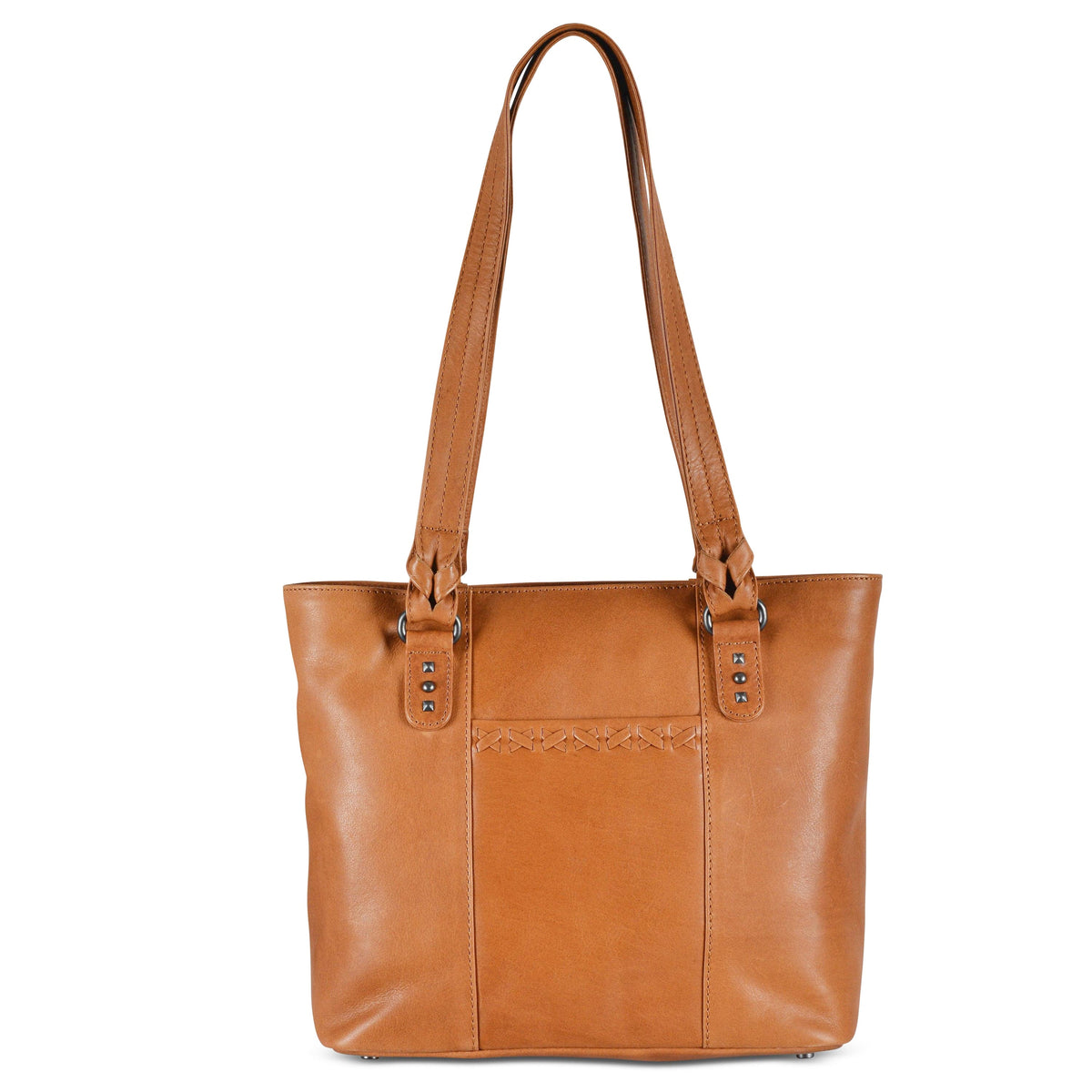Peyton Leather Concealed Carry Tote in Caramel – front view