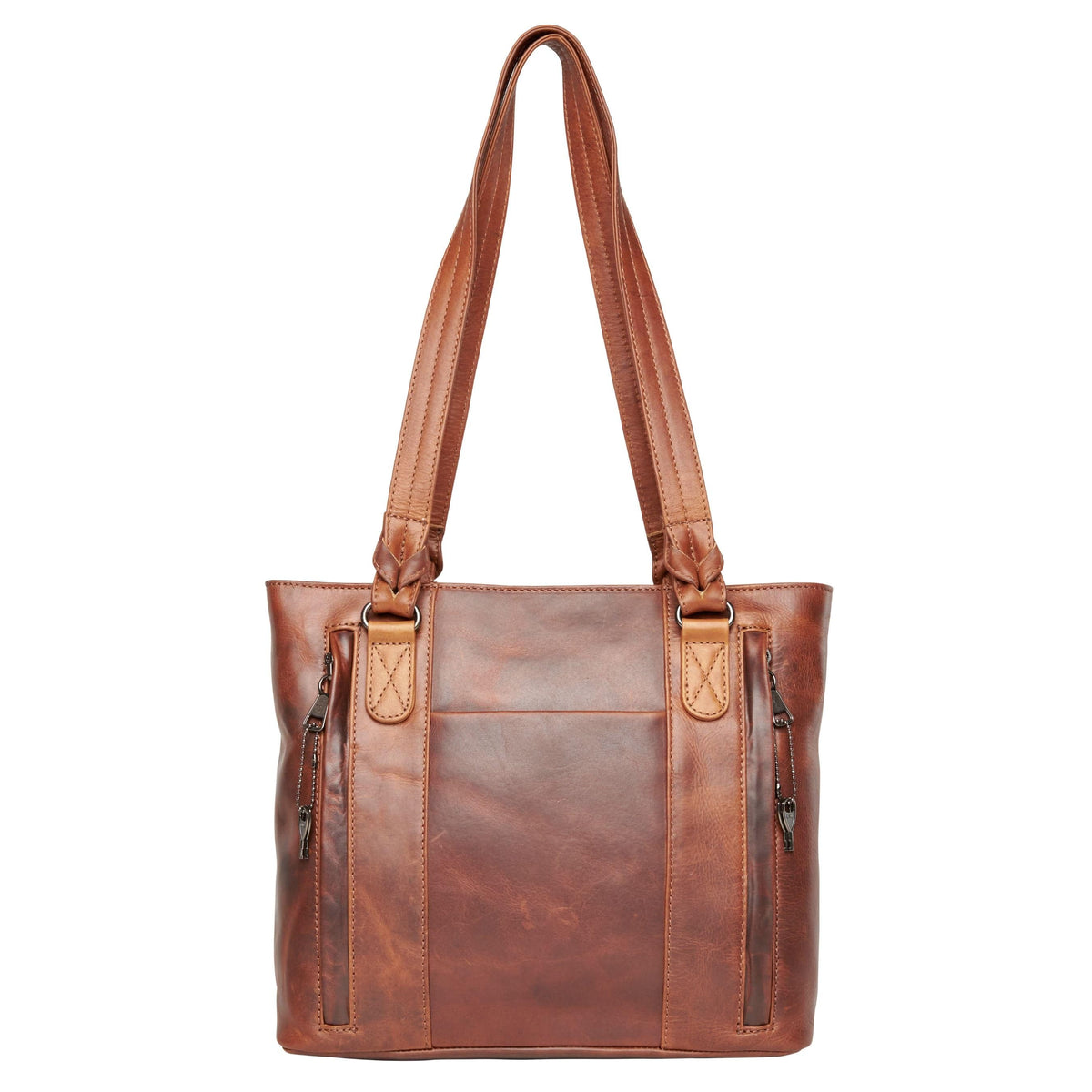 Peyton Leather Concealed Carry Tote in Cognac – back view