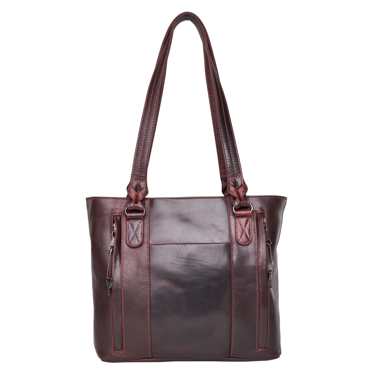 Peyton Leather Concealed Carry Tote in Dark Mahogany – back view