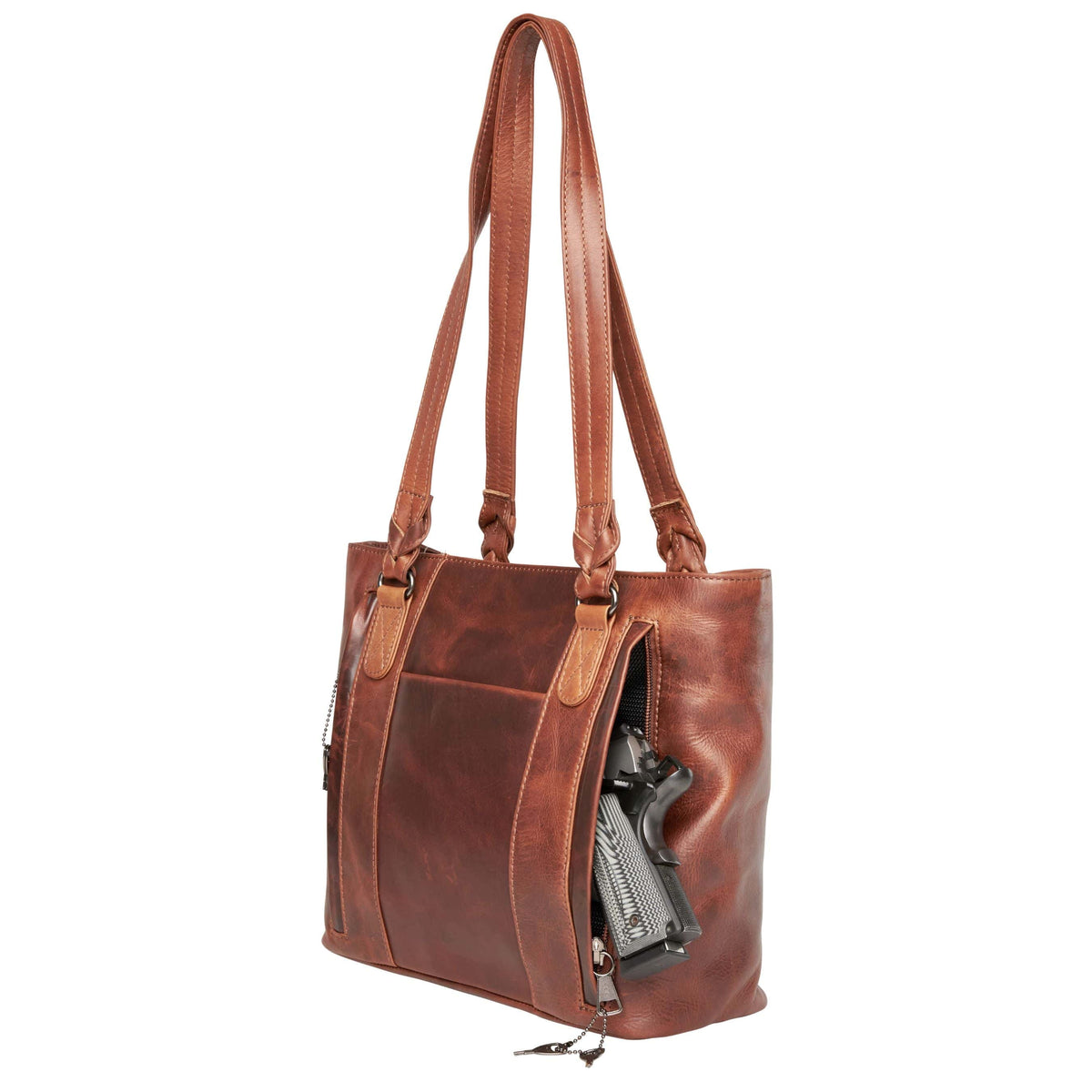 Peyton Leather Concealed Carry Tote in Cognac – concealment pocket