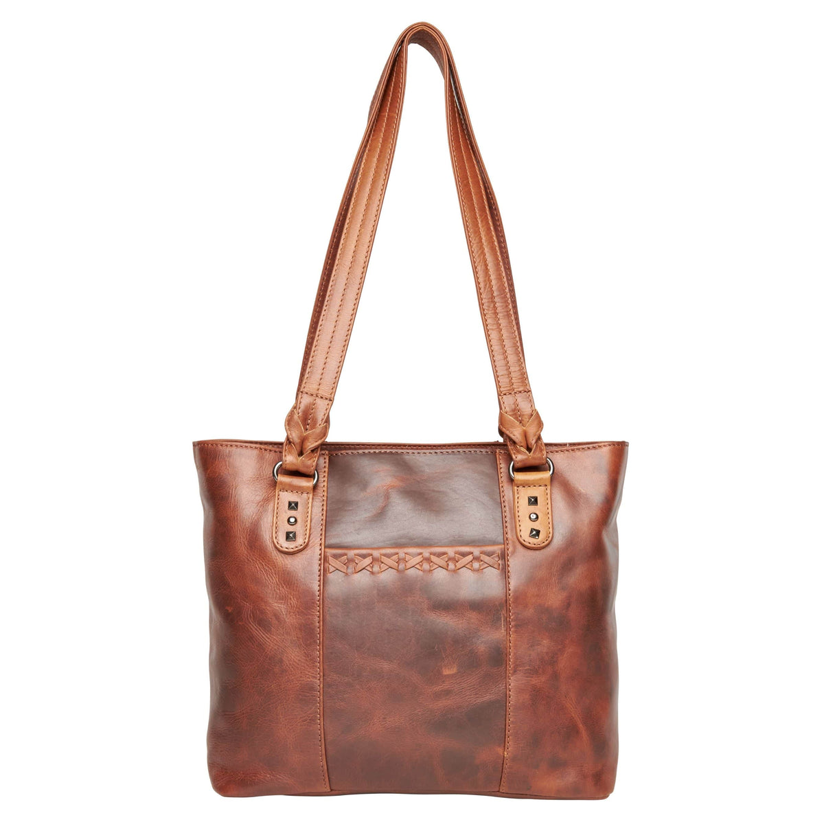 Peyton Leather Concealed Carry Tote in Cognac – front view