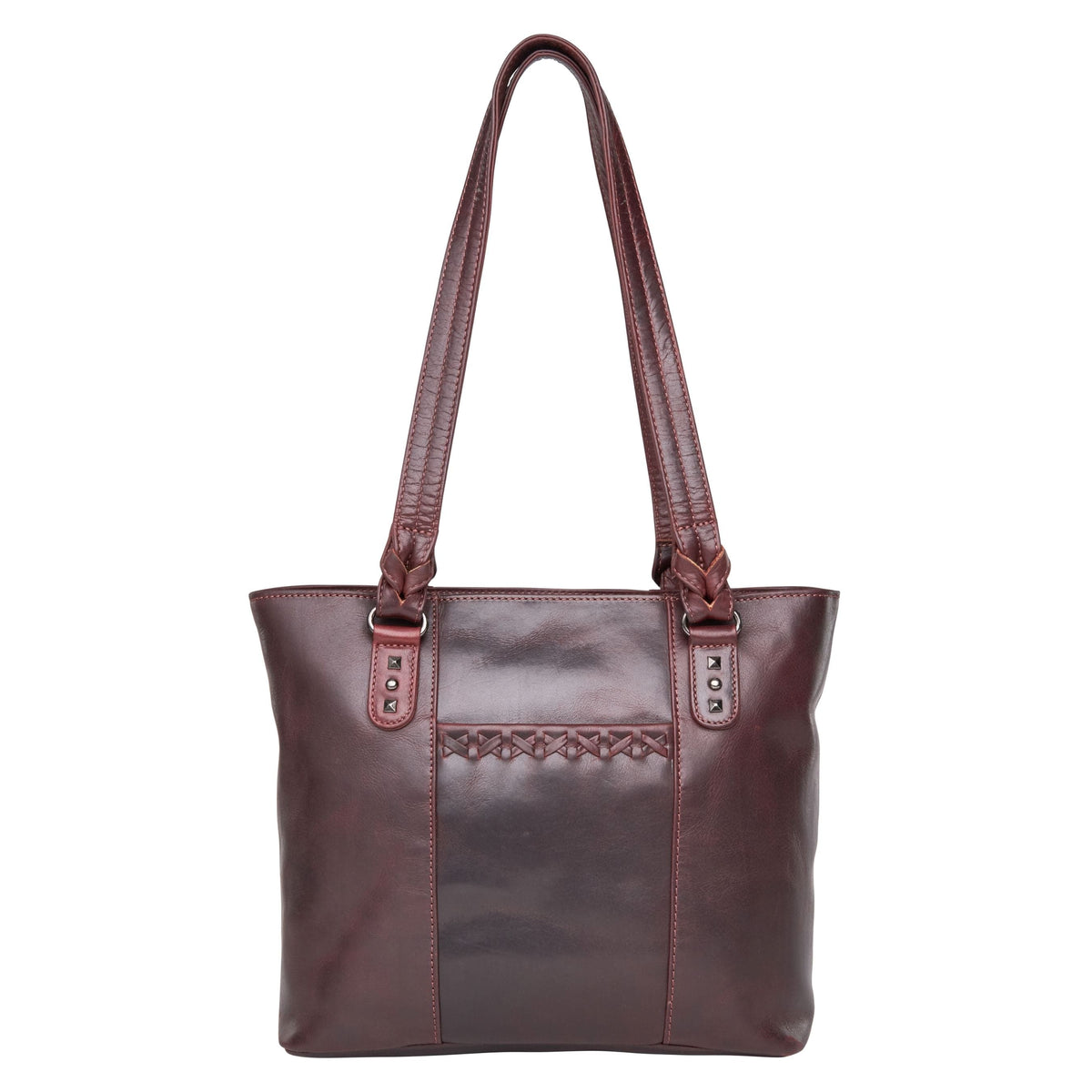 Peyton Leather Concealed Carry Tote in Dark Mahogany – front view