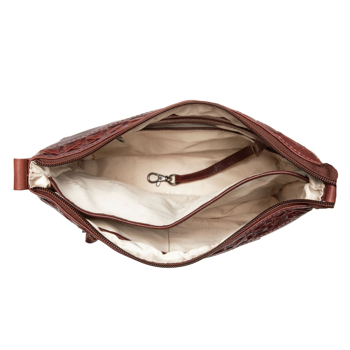 Faith Concealed Carry Crossbody in Dark Mahogany – interior view