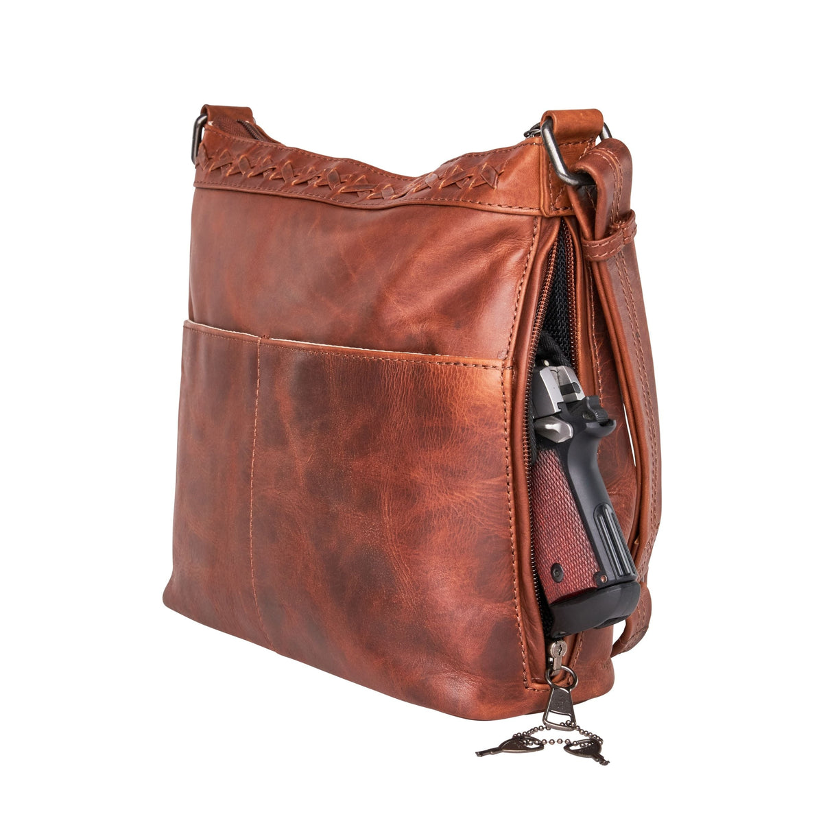 Faith Concealed Carry Crossbody in Cognac – concealment pocket