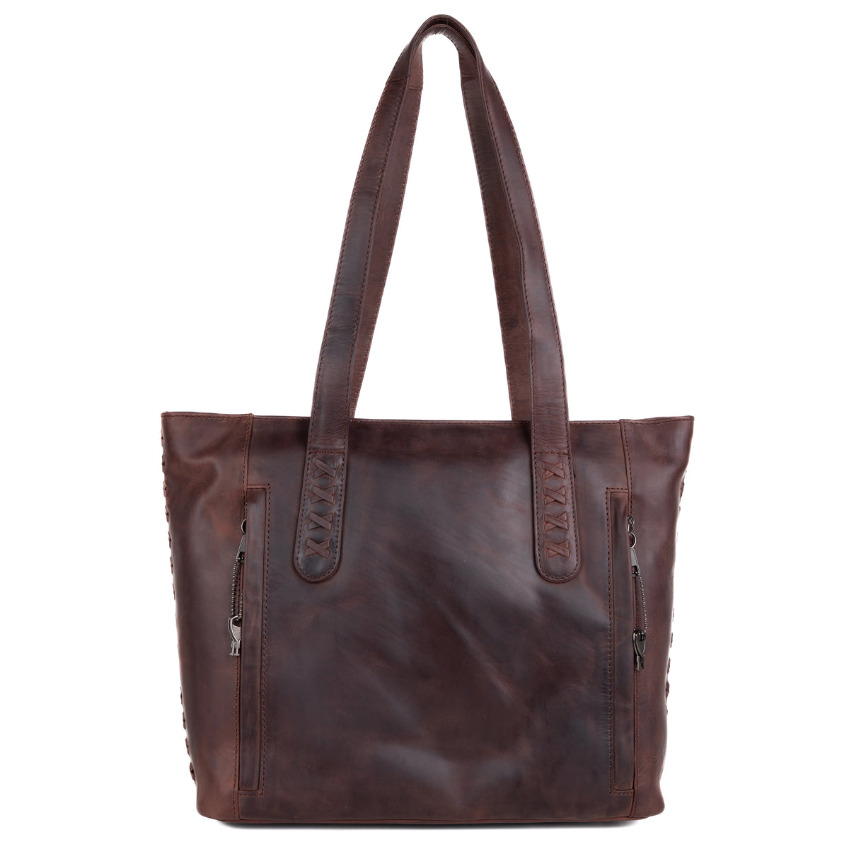 Concealed Carry Norah Leather Tote in Dark Mahogany – back view