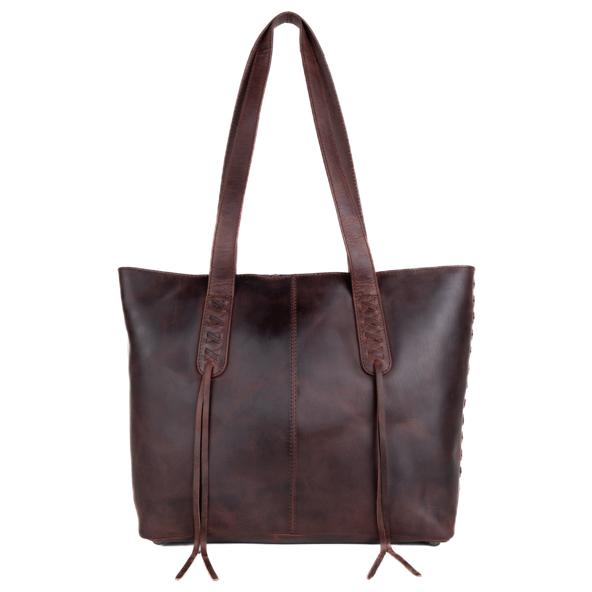 Concealed Carry Norah Leather Tote in Dark Mahogany – front view