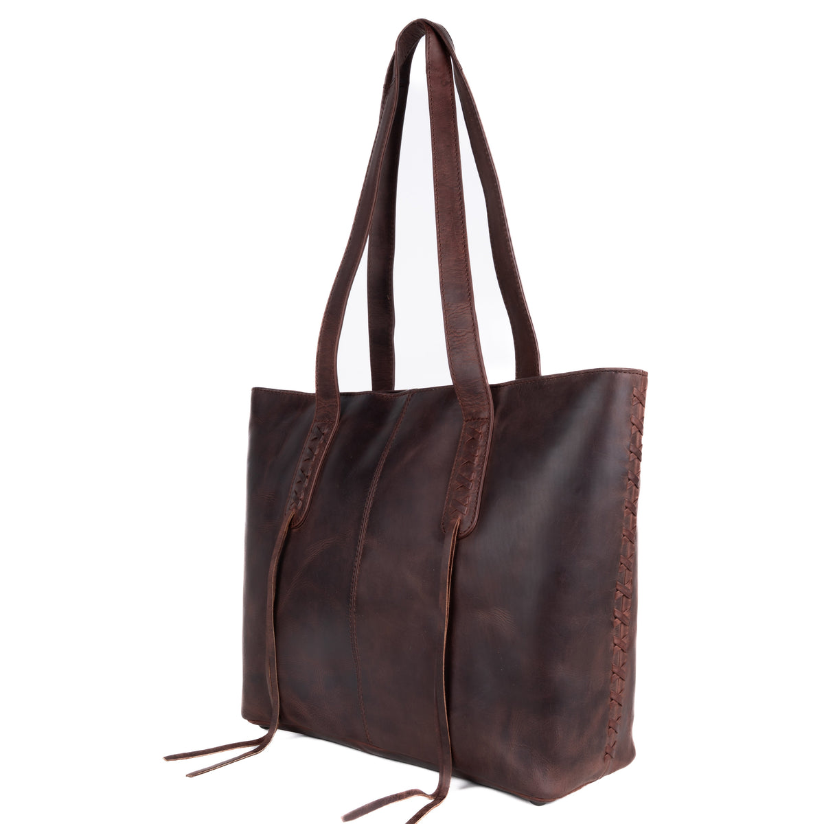 Concealed Carry Norah Leather Tote in Dark Mahogany – side view