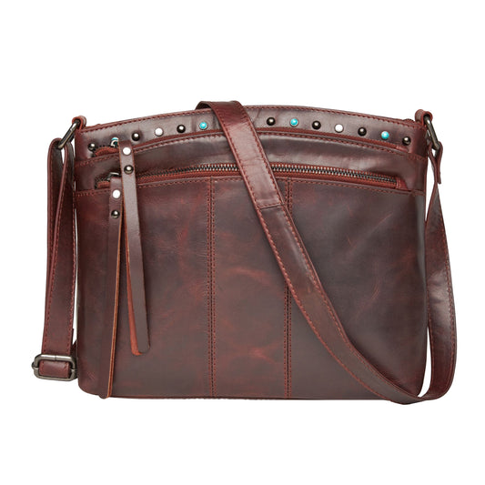 Concealed Carry Brynn Leather Crossbody in Dark Mahogany – front view