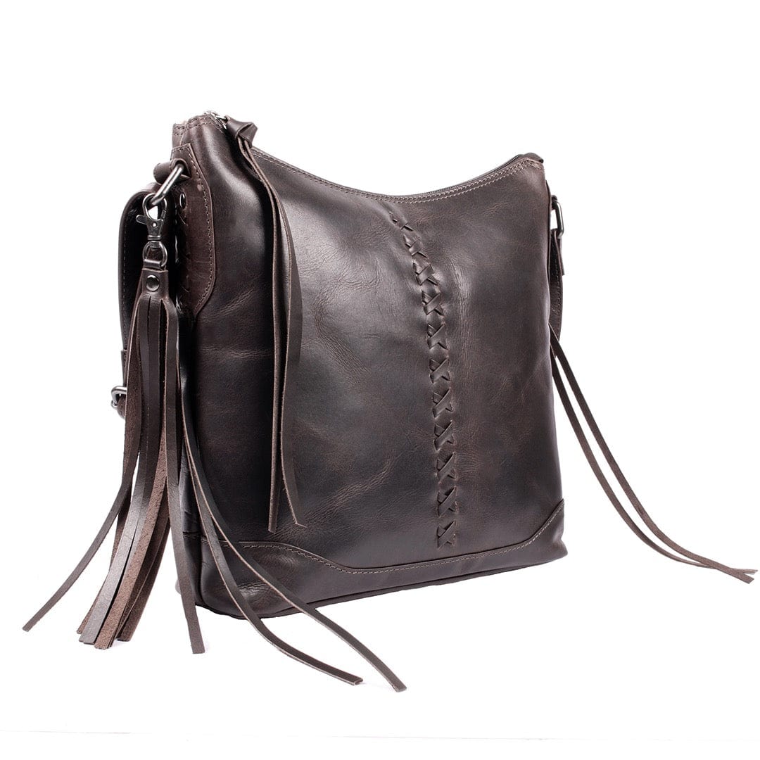 Concealed Carry Blake Leather Crossbody in Gray – concealment pocket 2