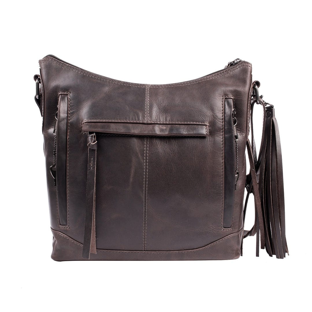 Concealed Carry Blake Leather Crossbody in Gray – concealment pocket 3