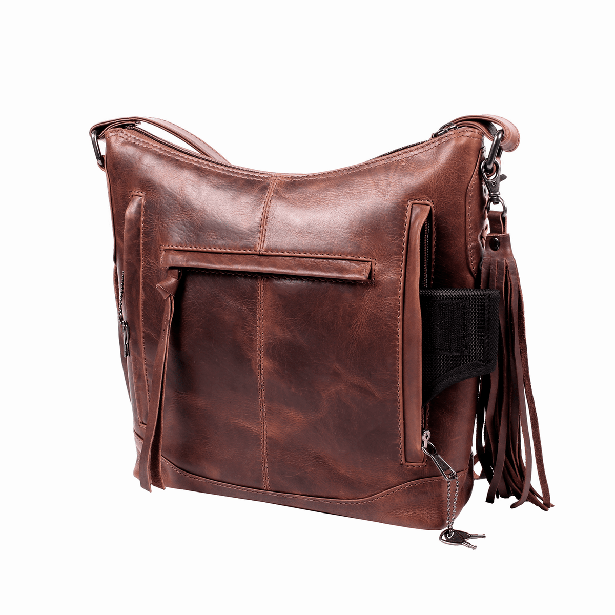 Concealed Carry Blake Leather Crossbody in Dark Mahogany – concealment pocket 5