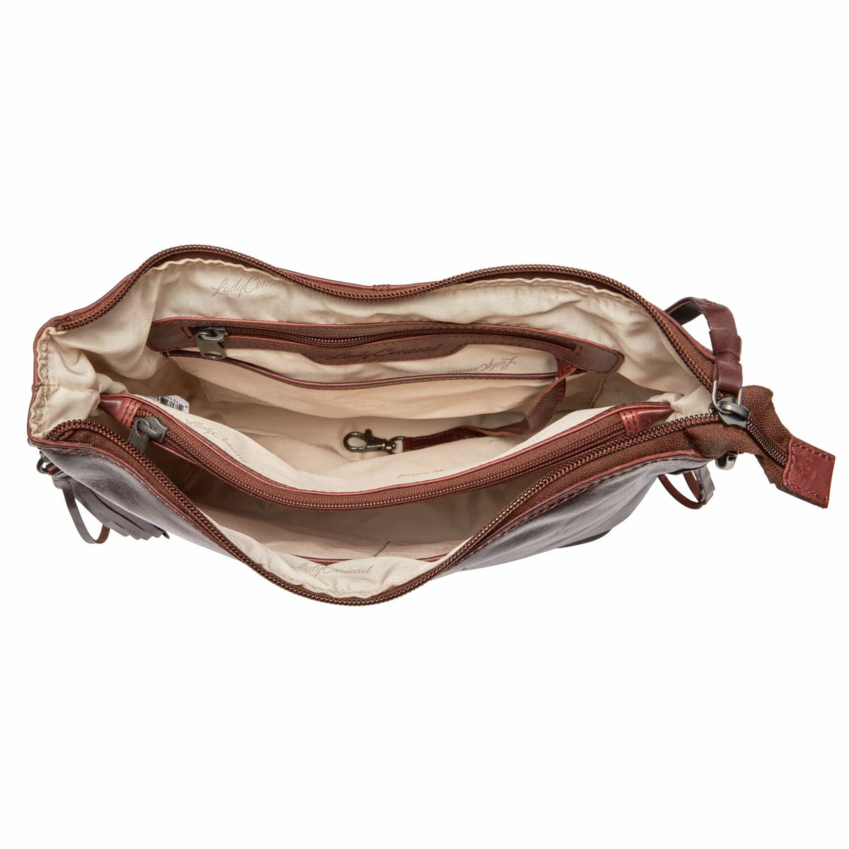 Concealed Carry Blake Leather Crossbody in Cognac – interior view