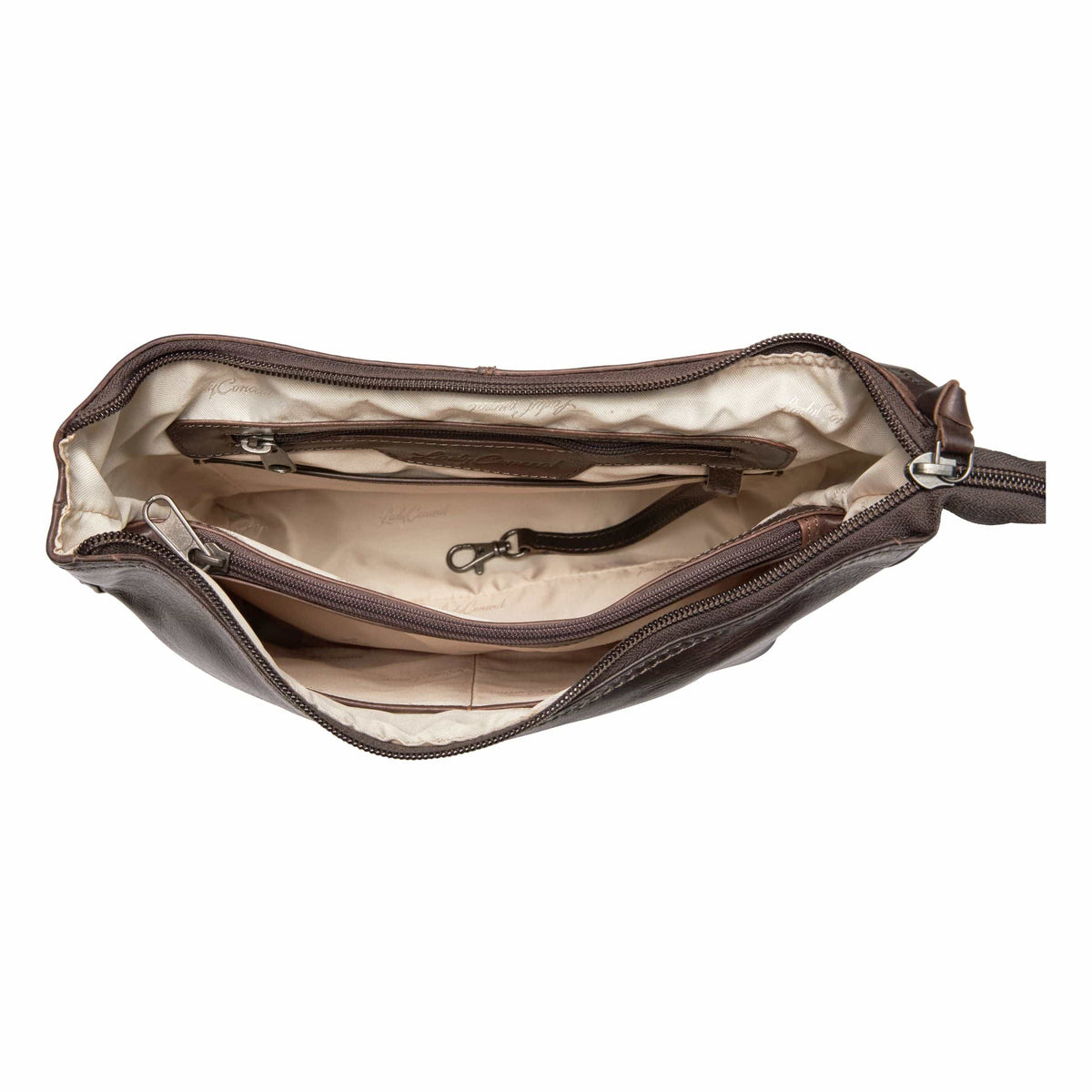 Concealed Carry Blake Leather Crossbody in Dark Mahogany – interior view