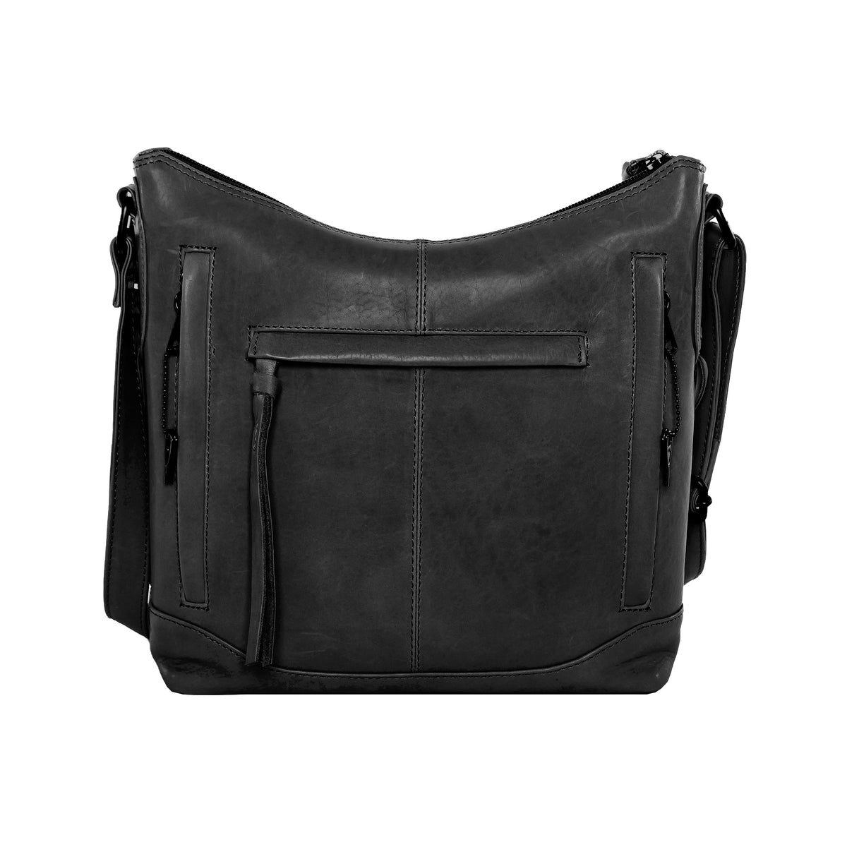 Concealed Carry Blake Leather Crossbody in Black – back view