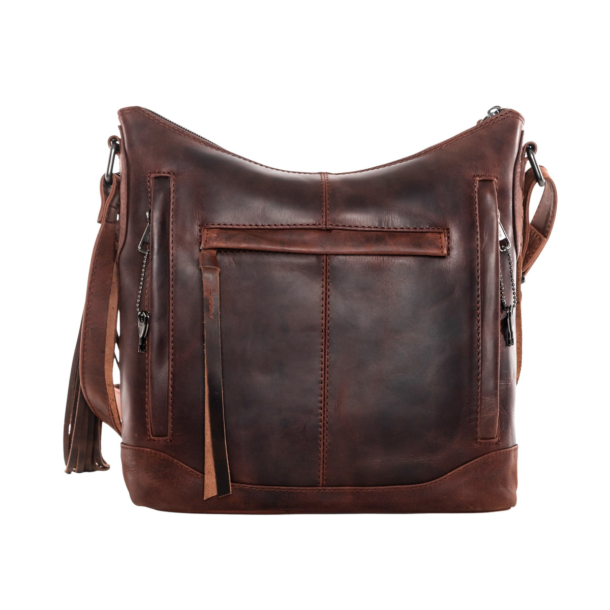 Concealed Carry Blake Leather Crossbody in Dark Mahogany – back view