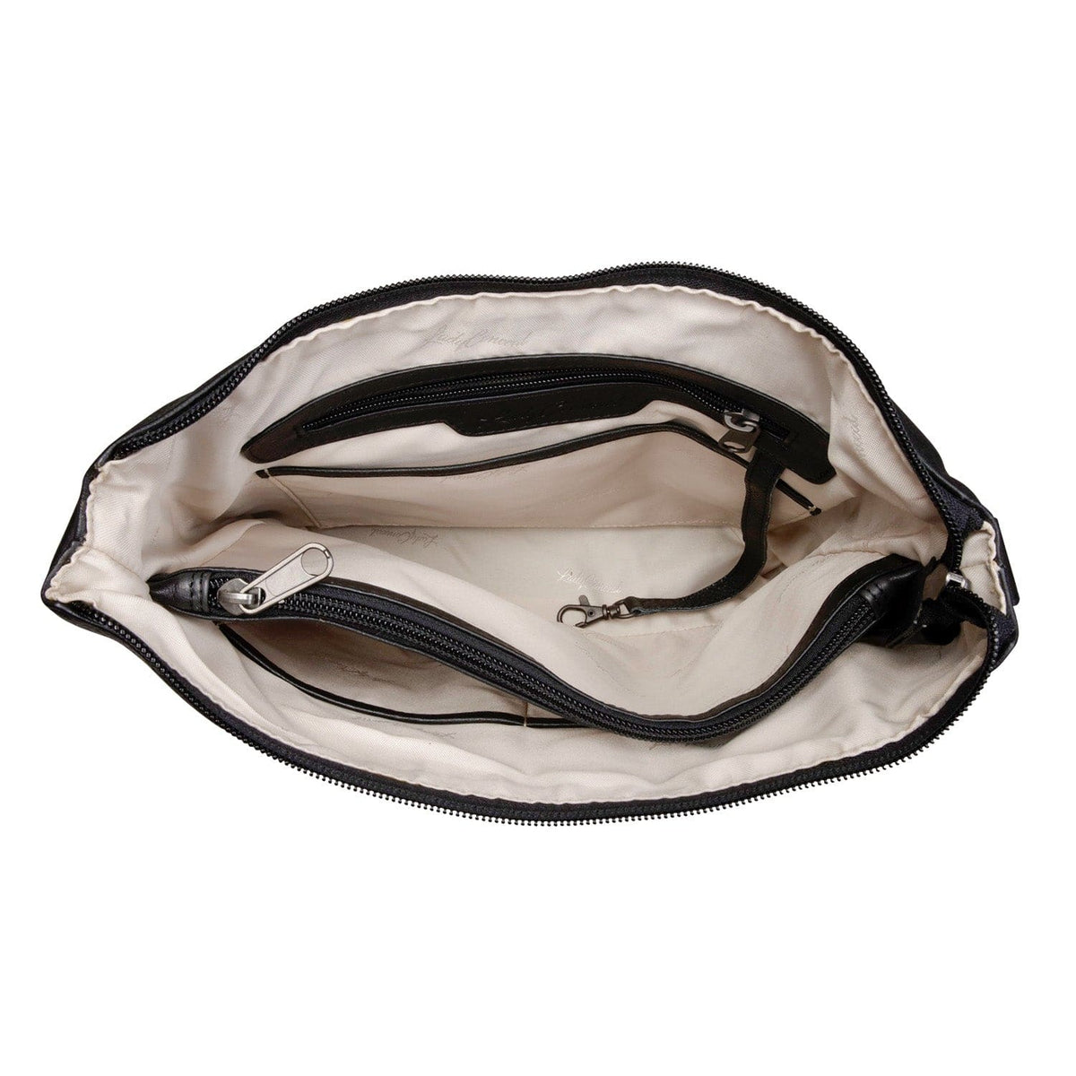Concealed Carry Blake Leather Crossbody in Black – interior view