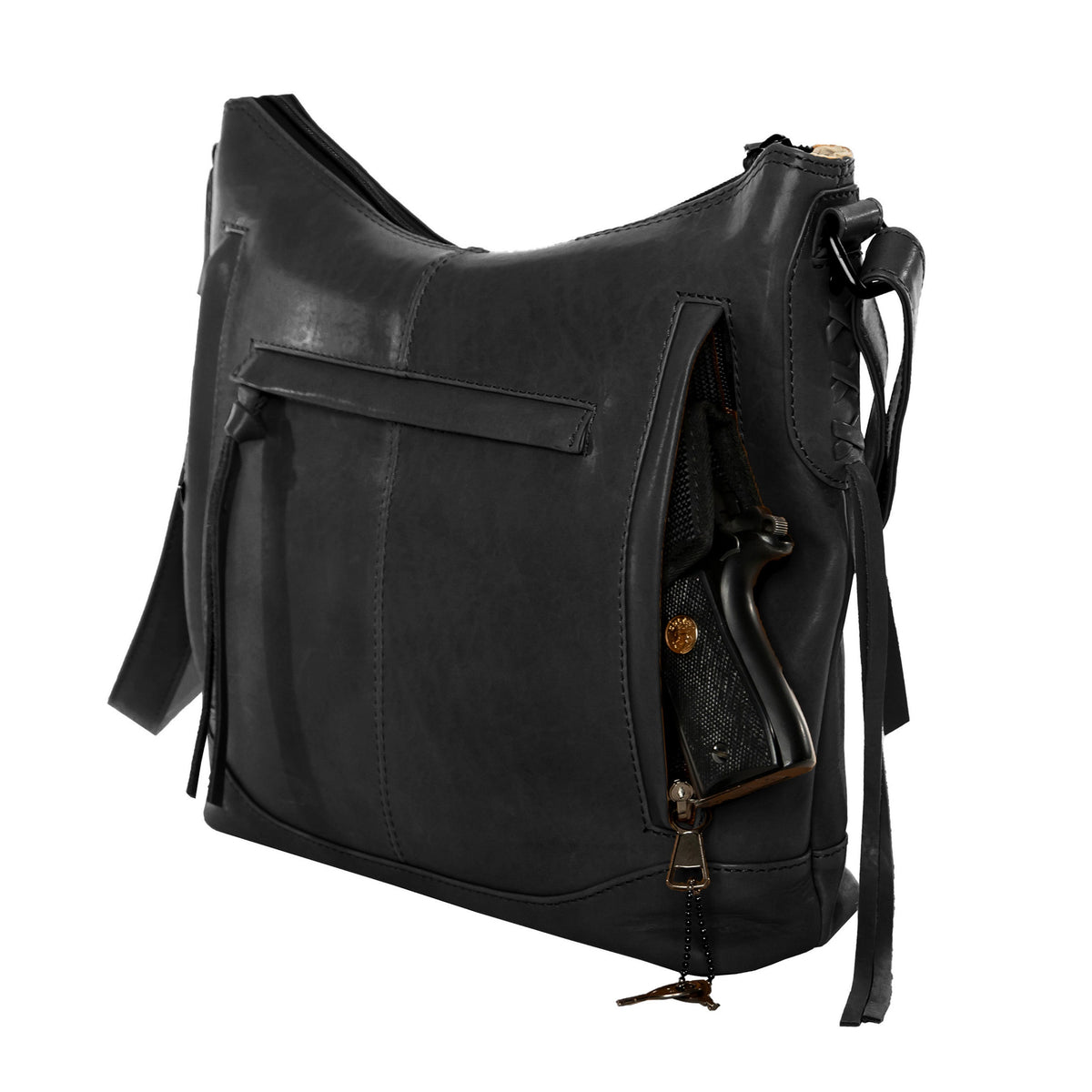 Concealed Carry Blake Leather Crossbody in Black – concealment pocket